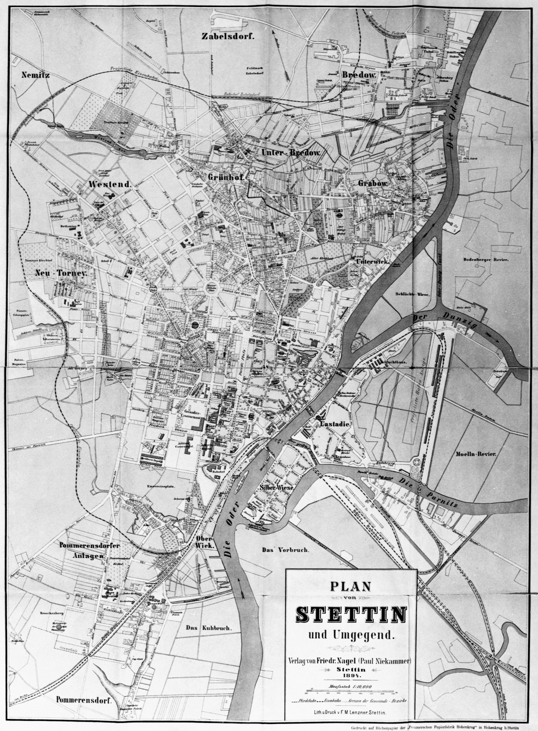 Plany historyczne rozwoju przestrzennego Szczecina - 1894 r.